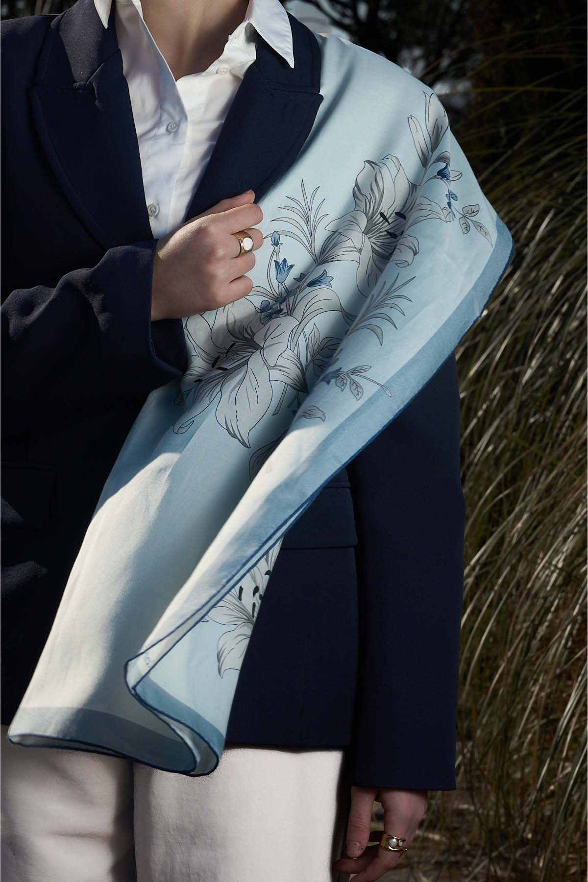 Kehva Buz Mavi Letafet Şal