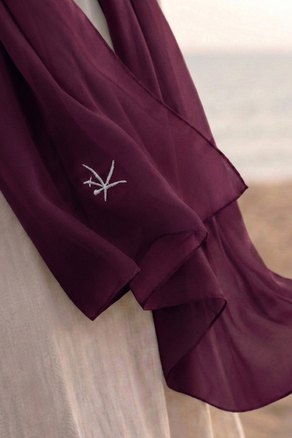 Kehva Vişne Mihver Nakış Şal