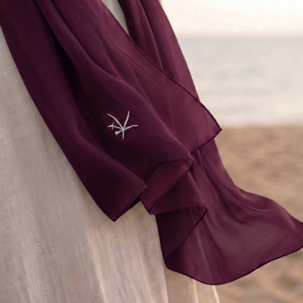 Kehva Vişne Mihver Nakış Şal