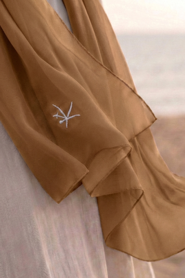 Kehva Kahve Mihver Nakış Şal