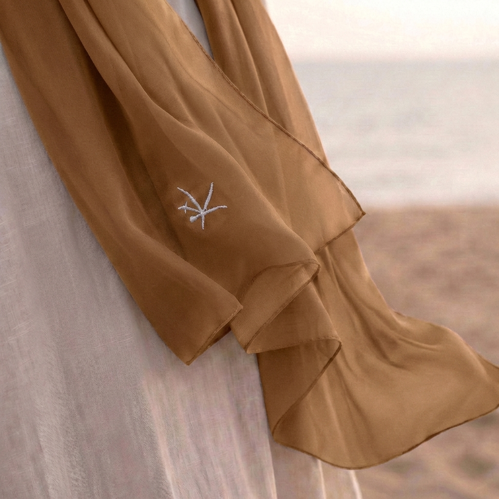 Kehva Kahve Mihver Nakış Şal