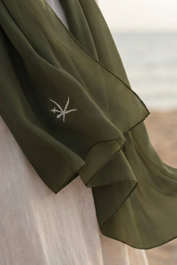 Kehva Zümrüt Mihver Nakış Şal