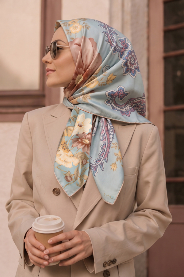 Kehva Mint Paisley Hale Eşarp