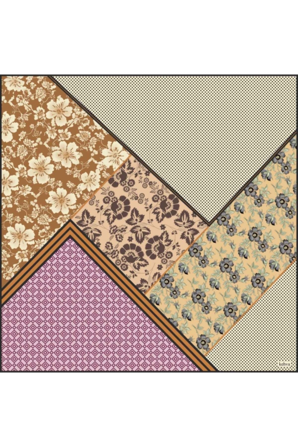 Kehva Patchwork Kum Beji Hale Eşarp